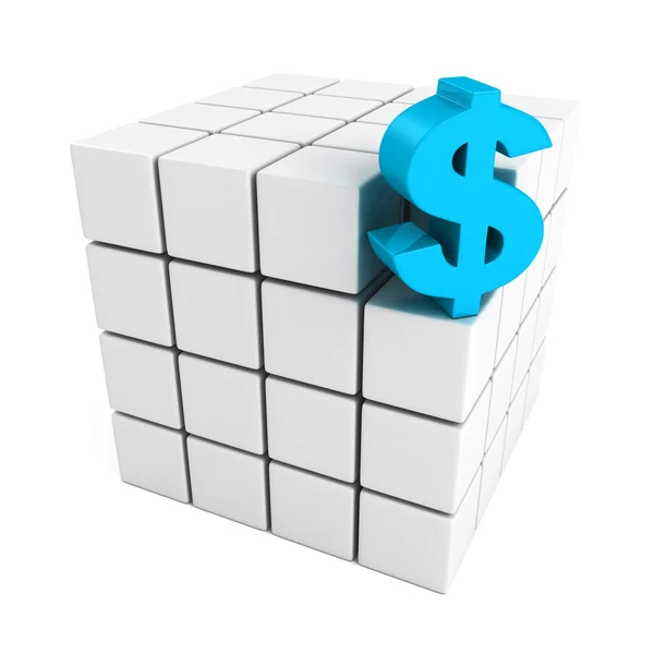 Blauwe dollar valutasymbool als onderdeel van de structuur van het blok — Stockfoto