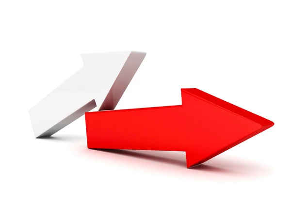Roter Pfeil auf weißem Hintergrund. unternehmerischer Erfolg — Stockfoto