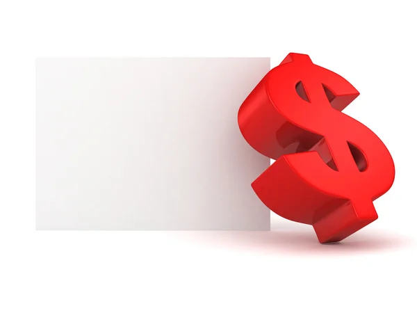 Большой красный символ доллара с белым информационным баннером — стоковое фото