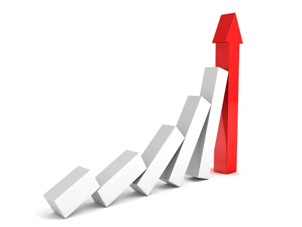 Gráfico 3d mostrando aumento nos lucros ou ganhos gorw seta para cima — Fotografia de Stock