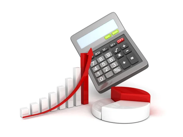 Office calculator and business successful finance grow charts — Stock Photo, Image