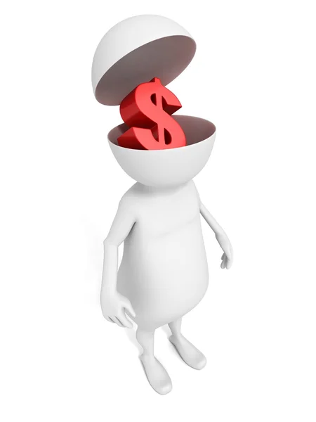 3D-s férfi piros dollár szimbólum fejét — Stock Fotó