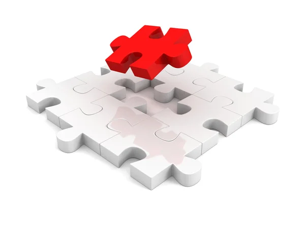 Verschiedene rote Puzzleteile aus Puzzle-Struktur — Stockfoto