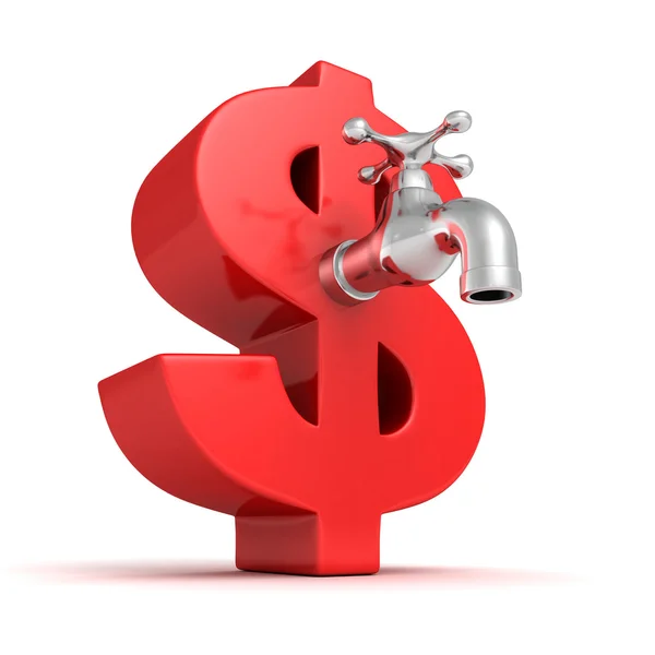 büyük kırmızı dolar simgesiyle metalik su Bataryası dokunun