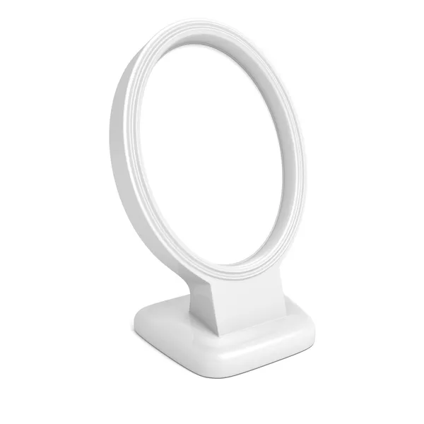 Blank round picture or photo desk frame on white background — Stock Photo, Image