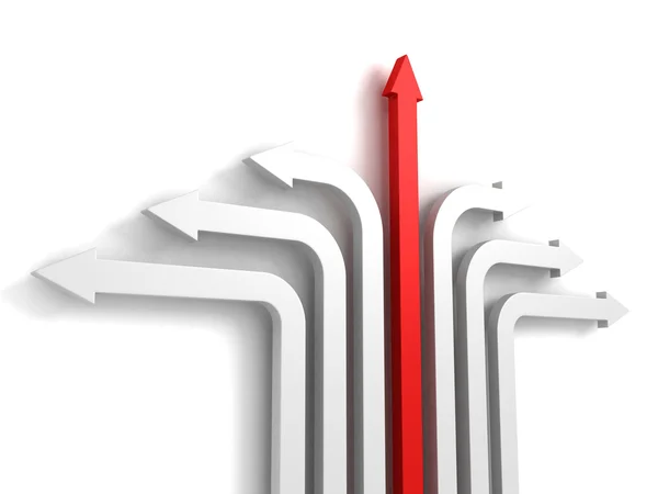 Red arrow leader rising up success direction of development — Stock Photo, Image