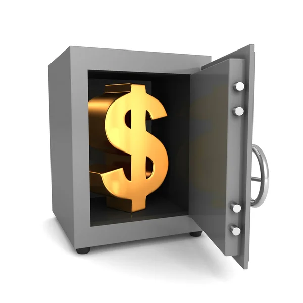 Dollar sign in bank safe — Stock Photo, Image