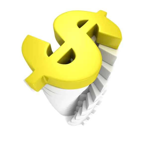 Dollar munt symbool ot top van groep stapel toren — Stockfoto