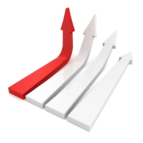 Growing red arrow from white group — Stock Photo, Image