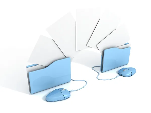 鼠标和办公文档文件夹 — 图库照片