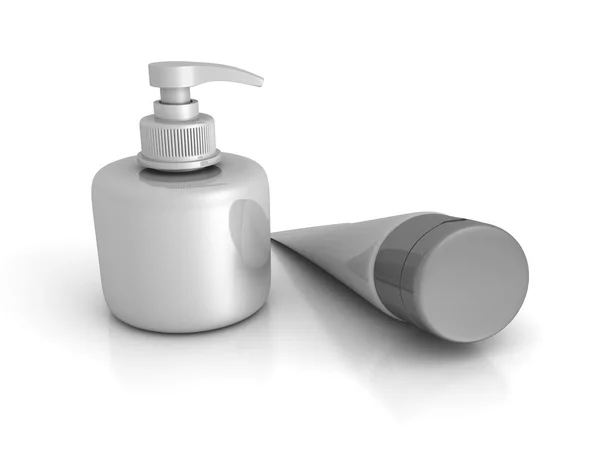 Kosmetika behållare och flaska — Stockfoto