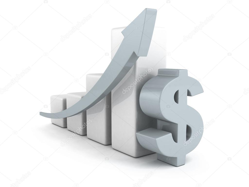 Successful business dollar bar graph diagram rising arrow