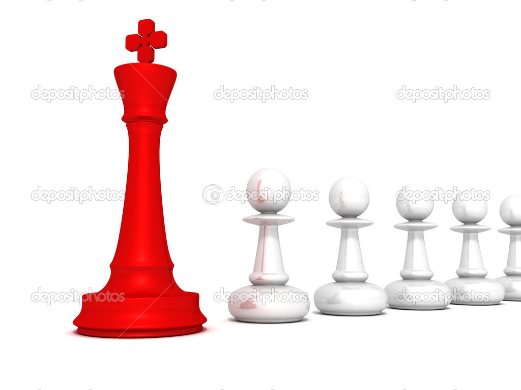 Leadership concept red chess king of pawn team on white backgrou Stock ...