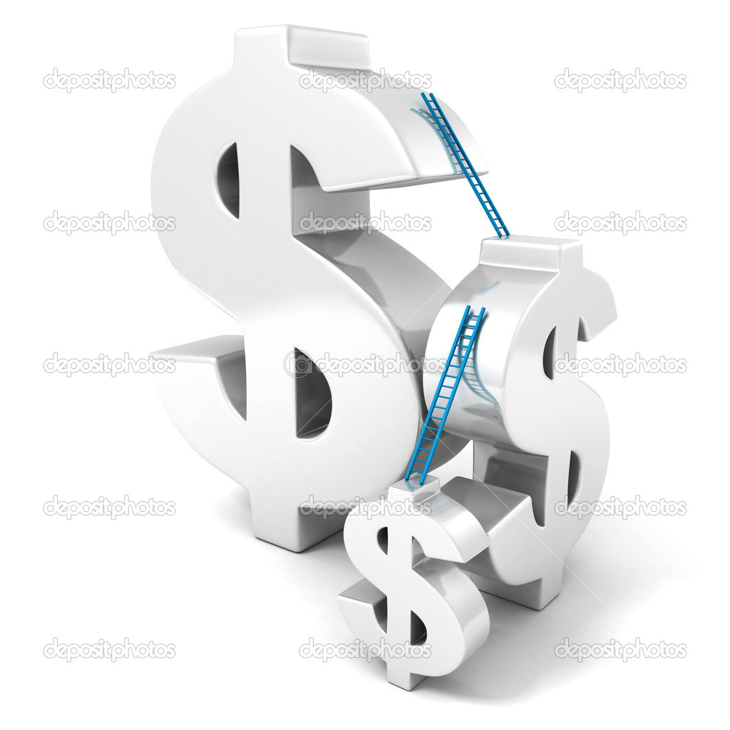 dollar currency symbols with ladders. finance business success c