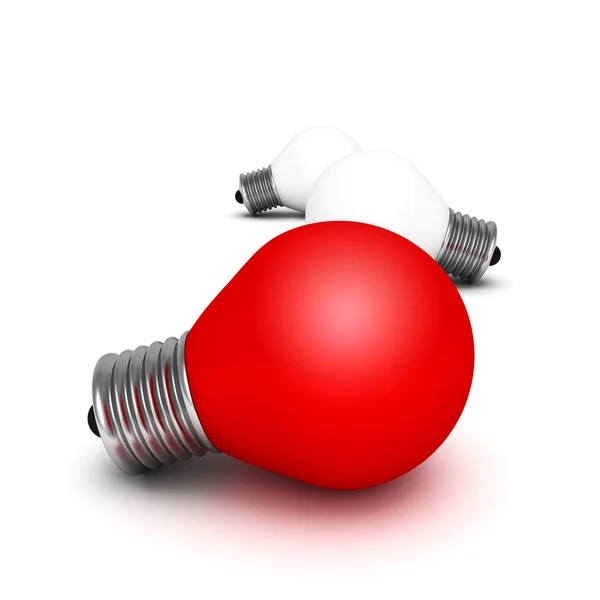 Vermelho ideia diferente lâmpada — Fotografia de Stock