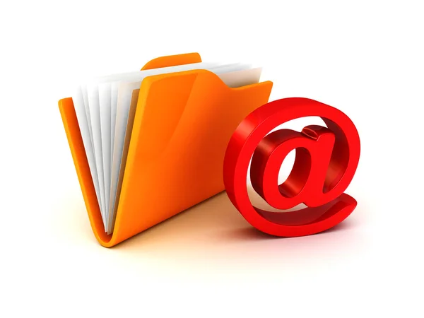 Pasta de e-mail no ícone vermelho símbolo — Fotografia de Stock