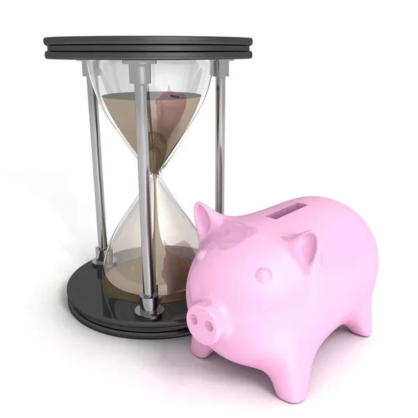 Concept money time piggy bank — Stock Photo, Image