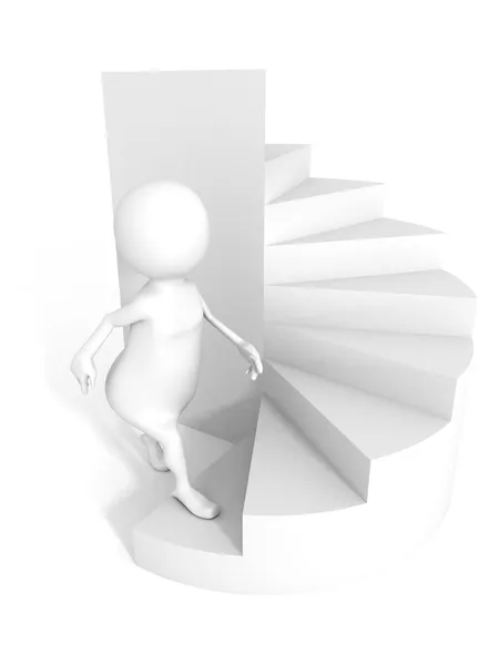 Персонаж 3-х человек поднимается по лестнице — стоковое фото