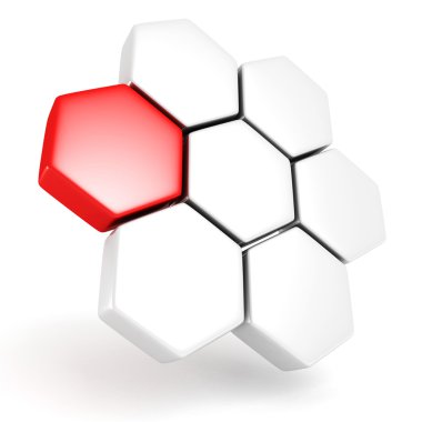 Kırmızı soyut 3d altıgenler logo tasarım iş simgesi