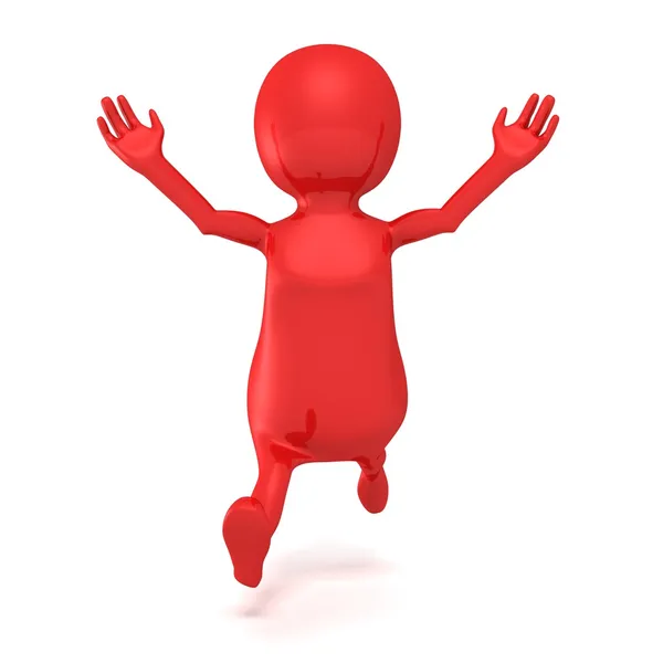 Red 3d man    happy — Stock Photo, Image