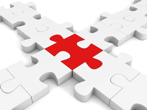 Rode inddividual jigsaw puzzle — Stockfoto