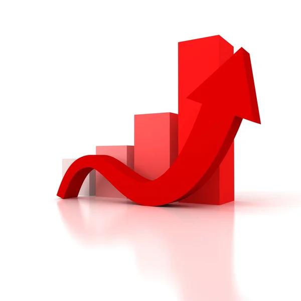 3d gráfico de sucesso barra vermelha — Fotografia de Stock