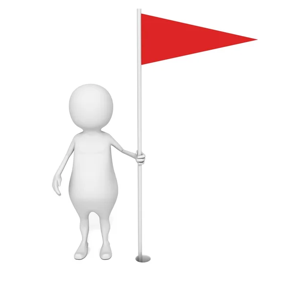 Man  with red success golf flag — Stock Photo, Image