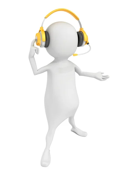 3D man in headphones — Stock Photo, Image
