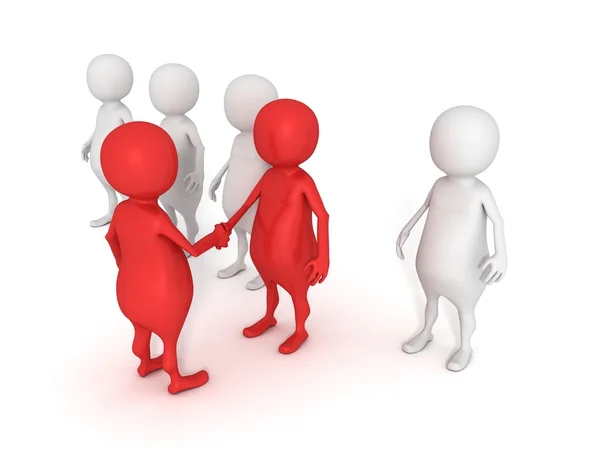 3d handshake men individual leader out crowd — Stock Photo, Image