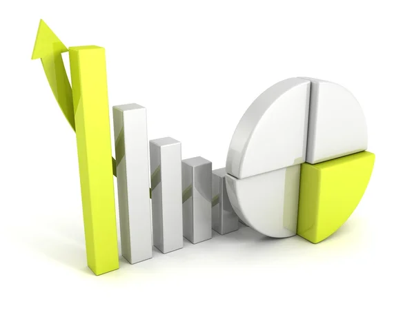 Finansiering cirkel- och stapeldiagram — Stockfoto