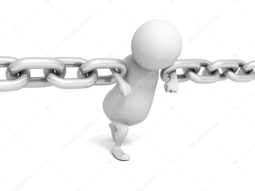 3D person holding two chains