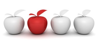 Red different apple in white clipart