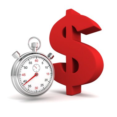 büyük kırmızı Doları sembolü ile saat kronometre