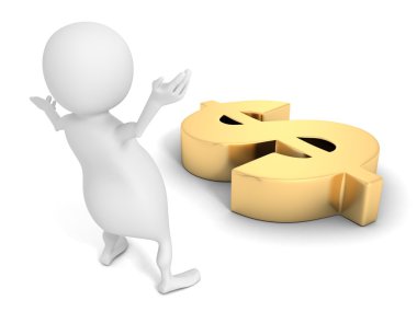mutlu 3d adam bulmak büyük altın dolar simgesi