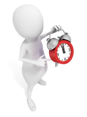 Kırmızı alarm saati ile beyazın 3d