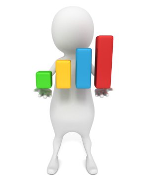 3d adam çubuk grafik holding