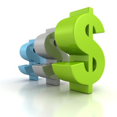 yeşil mavi gri dolar işaretleri