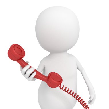 adam kırmızı telefon ile