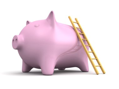 Piggy para banka merdiven ile