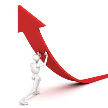 3d adam kırmızı ok bastırıyor