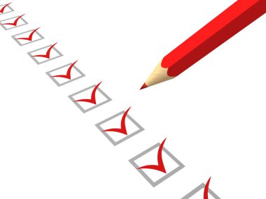 Kırmızı kalem ile kontrol listesi