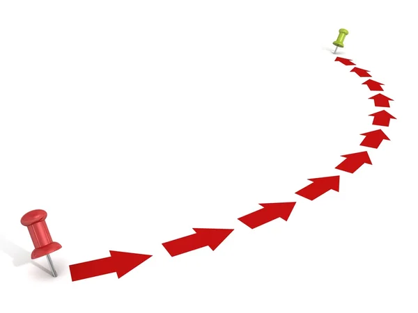 Kırmızı oklar ile noktadan noktaya yol