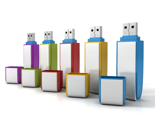 Set von bunten USB-Flash — Stockfoto