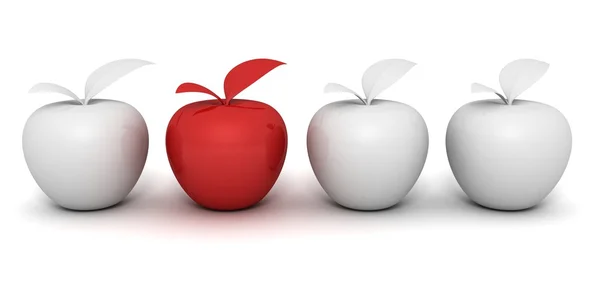 Beyaz kırmızı farklı elma — Stok fotoğraf