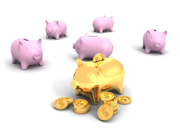 Лучший золотой банк свиньи — стоковое фото