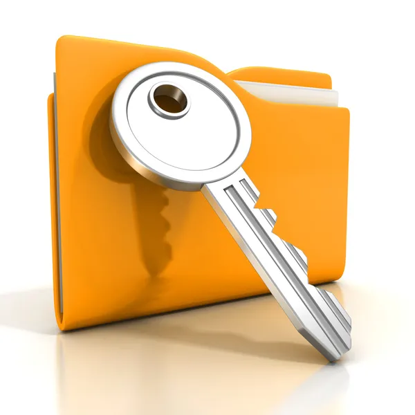 Yellow folder with key — Stock Photo, Image