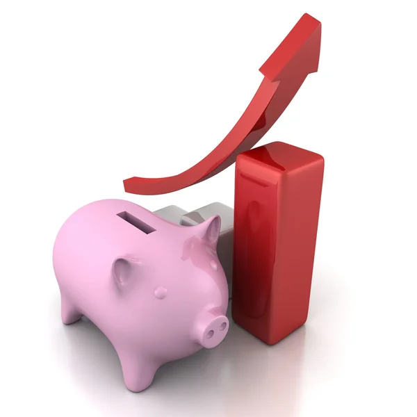 Piggy  bank and growing   diagram — Stock Photo, Image
