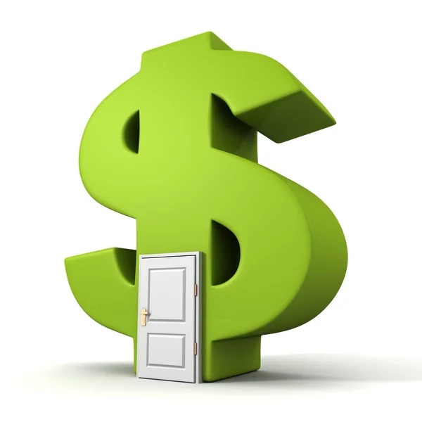 Символ доллара с дверью — стоковое фото