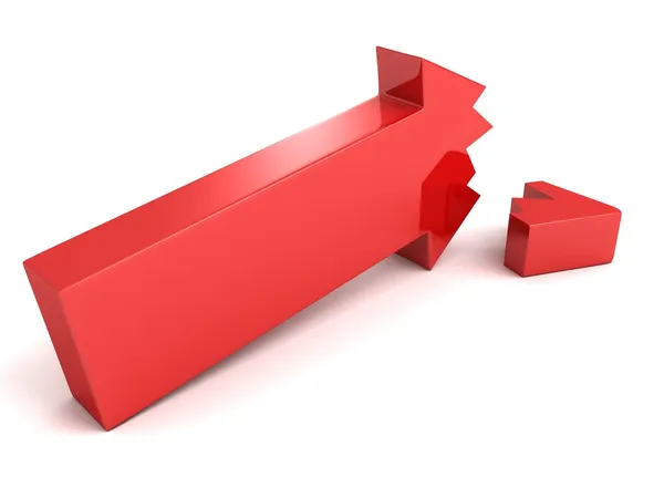 Red Broken Crisis Arrow — Stock Photo, Image