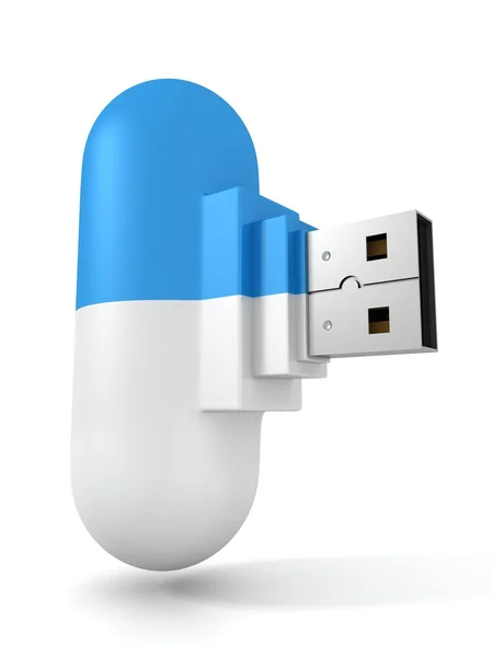 Usb flash drive blue pill — Stock Photo, Image